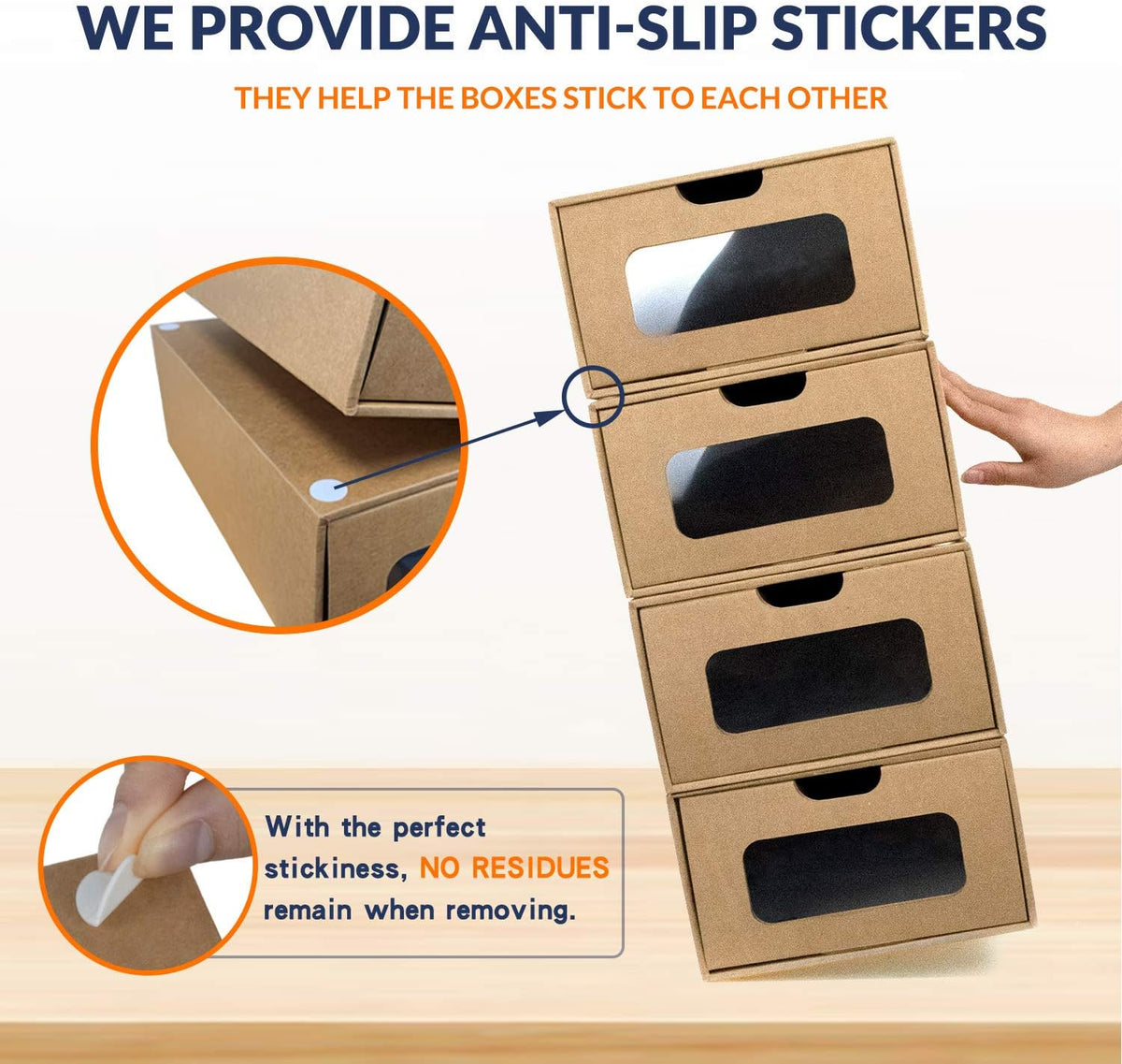 Cardboard Shoe Storage Boxes, 12 Pack, Foldable Stackable Drawer Organizers with Clear Window and Labels for Closets, 13.2 x 8.3 x 5.1 in