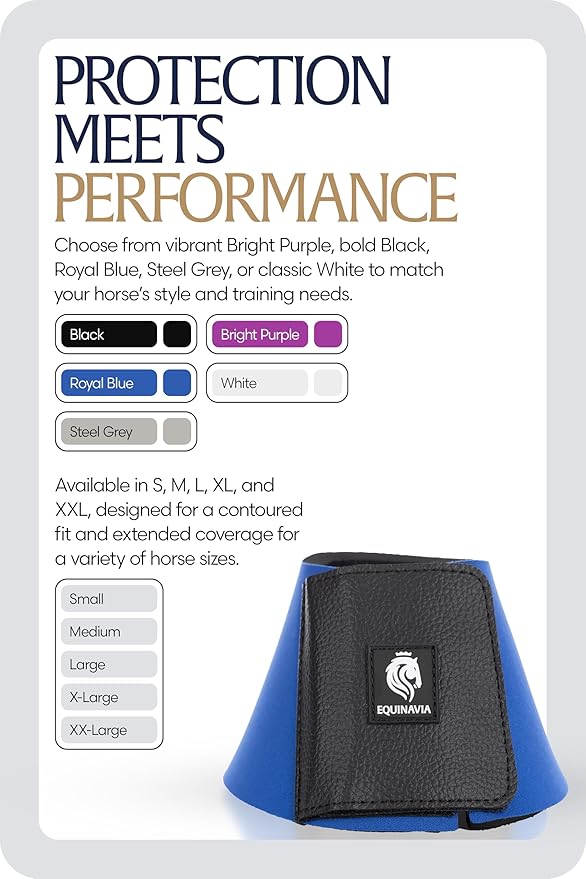 Equinavia Toki Bell Boots for Horses | Neoprene Overreach Boots - Royal Blue - L