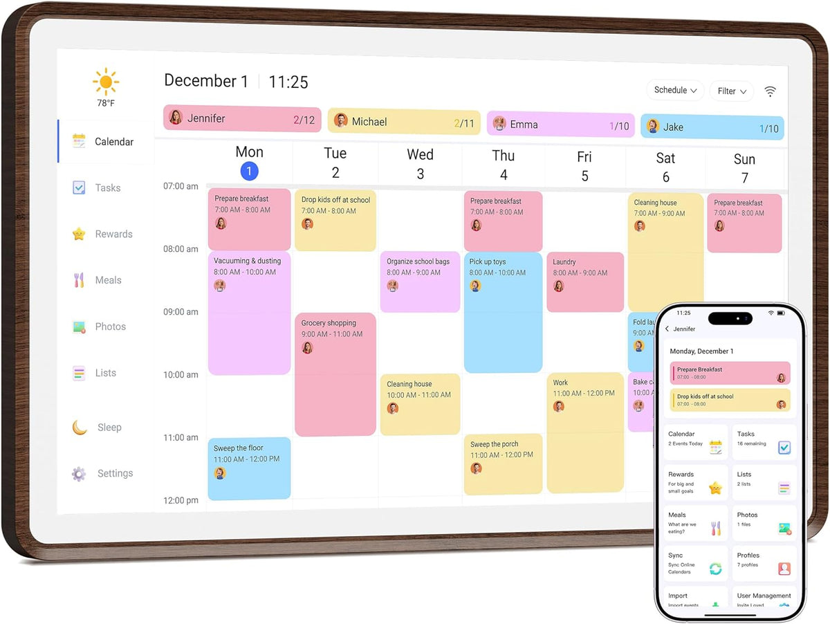 Dragon Touch 15.6 inch Digital Calendar Chore Chart – Digital Picture Frame, Smart Family Planner, Hearth Display Desk Digital Calendar Best Gift for Women, Mom,Christmas, Wedding