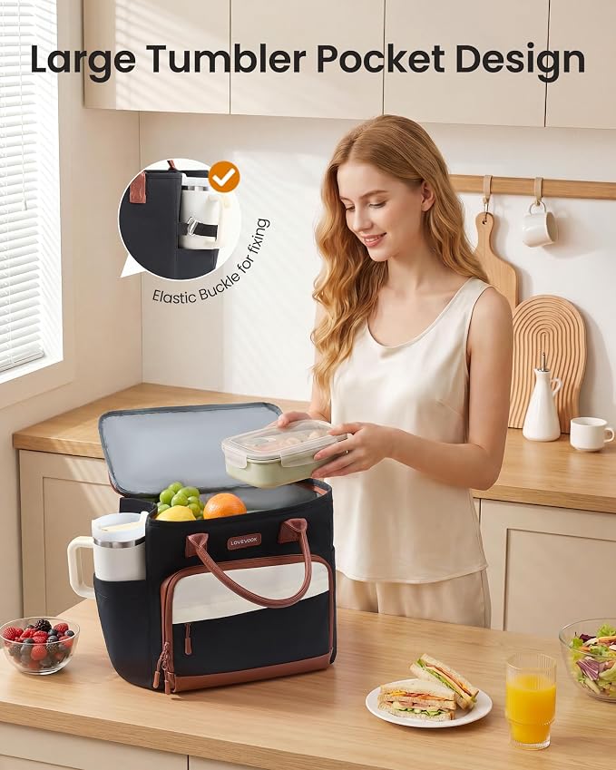 LOVEVOOK Lunch Box for Women, Adult Lunch Bag for Work, Misty Blue | Upgraded