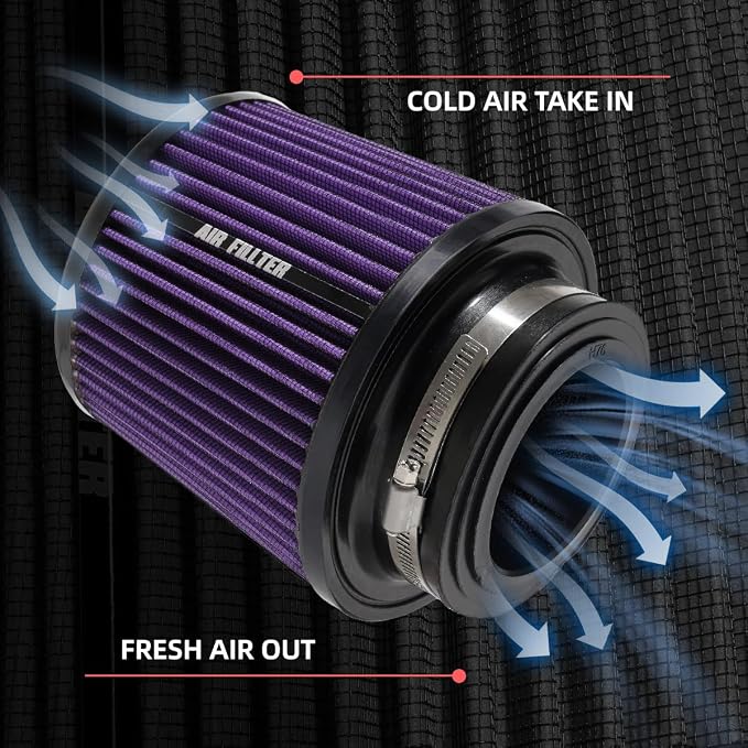 3" 3.5" 4" Inlet Car Replacement Cold Air Intake Filter 76mm 89mm 102mm 3 Sizes