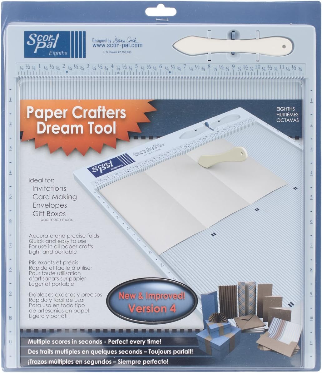 Scor-Pal Scoring Board, 12" x 12", 1/8" Space Grooves, Measuring and Scoring Tool for Card Making, Envelopes, Boxes, and Paper Crafts