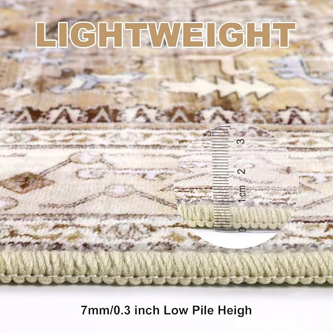 Yamaziot Washable Runner Rug, 3x10 Non-Slip Boho Vintage Hallway Rug