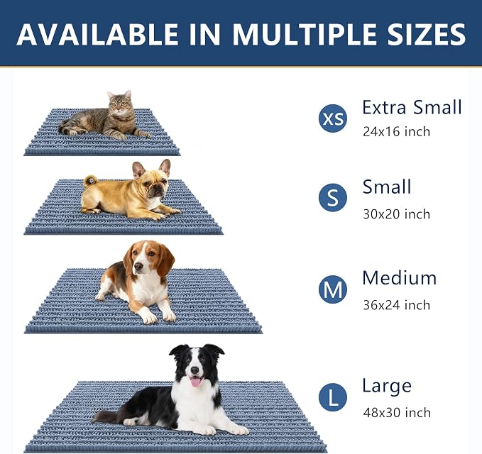 Smiry Dog Door Mat for Muddy Paws 47x32, Absorbent Dirt Trapper, Non-Slip