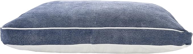 36" Blue and White Solid Stonewash Pillow Dog Bed with Removable Cover