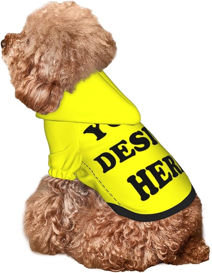 Personalized Chihuahua Dog Hoodie, Custom Pet Warm Sweatshirt Costume with Name Number Photo, Customize ID Clothes for Pupppy Kitten Dogs Cats, Yellow, M