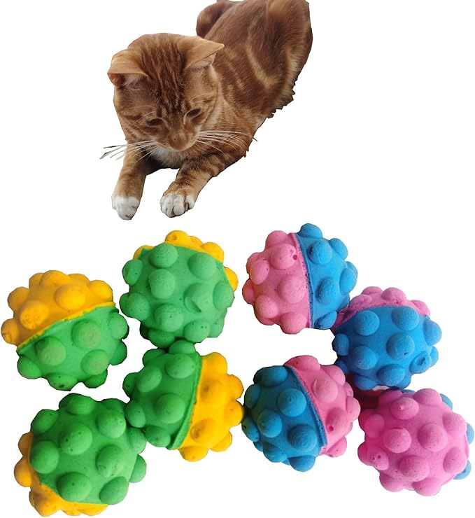 Cat Golf Balls for Indoor Kitten Toys - Interactive Sponge Foam Soccer Balls (Protrusion)