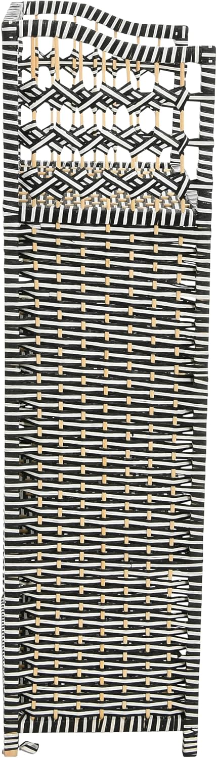 Household Essentials Woven Accent Shelf Black and White Paper Rattan