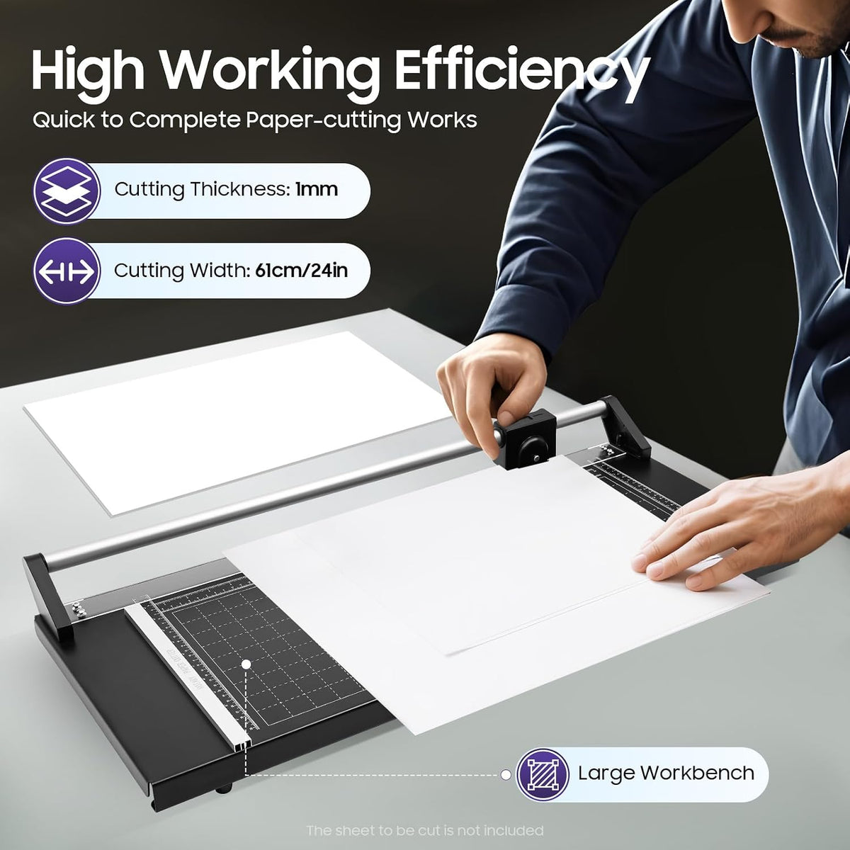 14-48Inch Hob Precision Rolling Cutter Rotary Photo Paper Rolling Cutter Trimmer Sharp Blade (24inch)