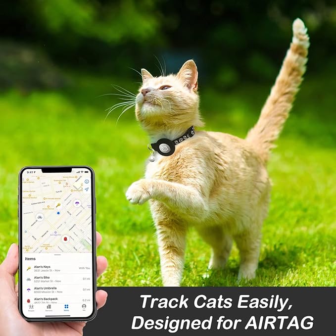 2 Pack Airtag Cat Collar Breakaway with Bell,Reflective Kitten Collar with Apple Airtag Cat Collar Holder,Adjustable 7-12In,Safety Buckle for Girl Boy Cats,Pet Supplies,Accessories,Gifts (Gray)