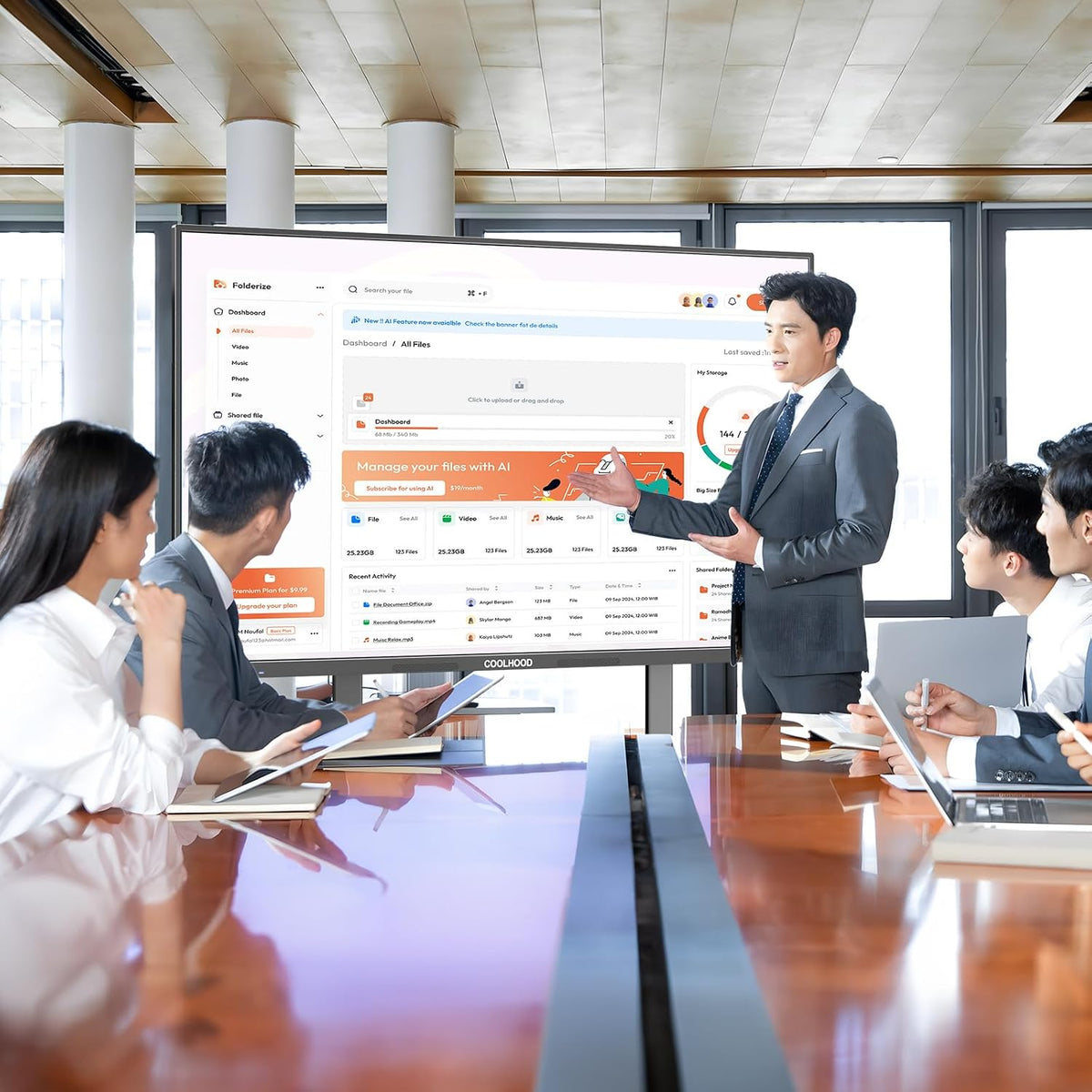 COOLHOOD 65" Smart Board, 4K UHD Touchscreen Interactive Digital Whiteboard Display, Electronic All-in-One Computer for Classroom Office Home Business w/Open App Ecosystem (Board & Wall Mount Only)