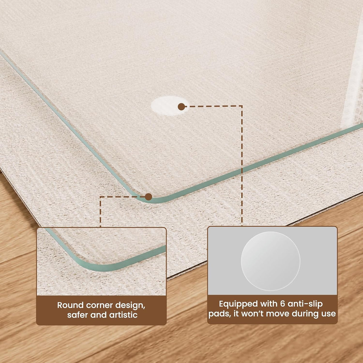 30"x48" Tempered Glass Chair Mat for Carpet