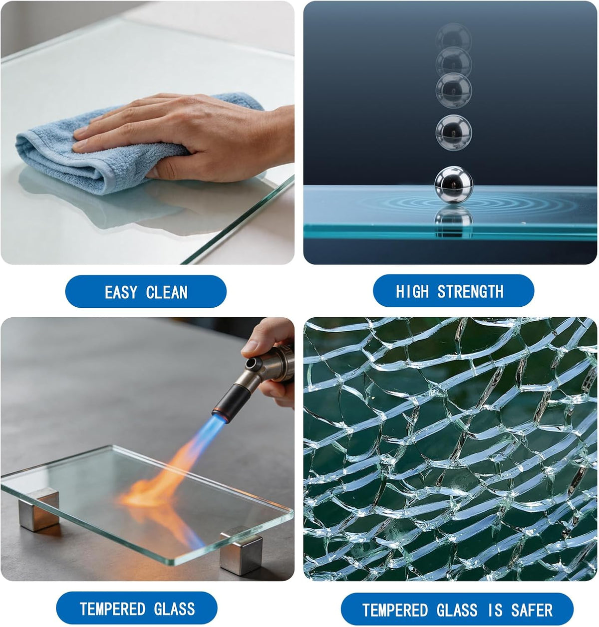 Magnetic Glass Dry Erase Board, 48 x 36 Inch, Frameless Wall Mount