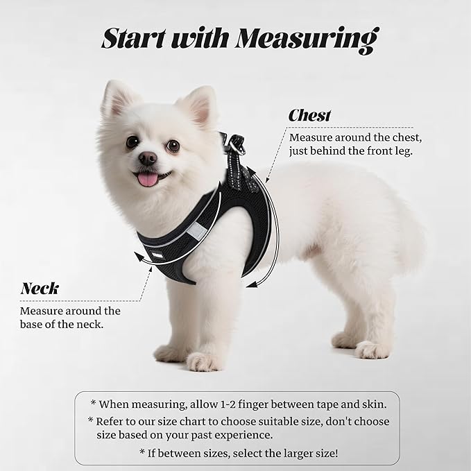 YIMEIS Dog Harness and Leash Set, No Pull Soft Mesh Pet Harness, Reflective Adjustable Puppy Vest for Small Medium Large Dogs, Cats (Black, X-Small (Pack of 1))