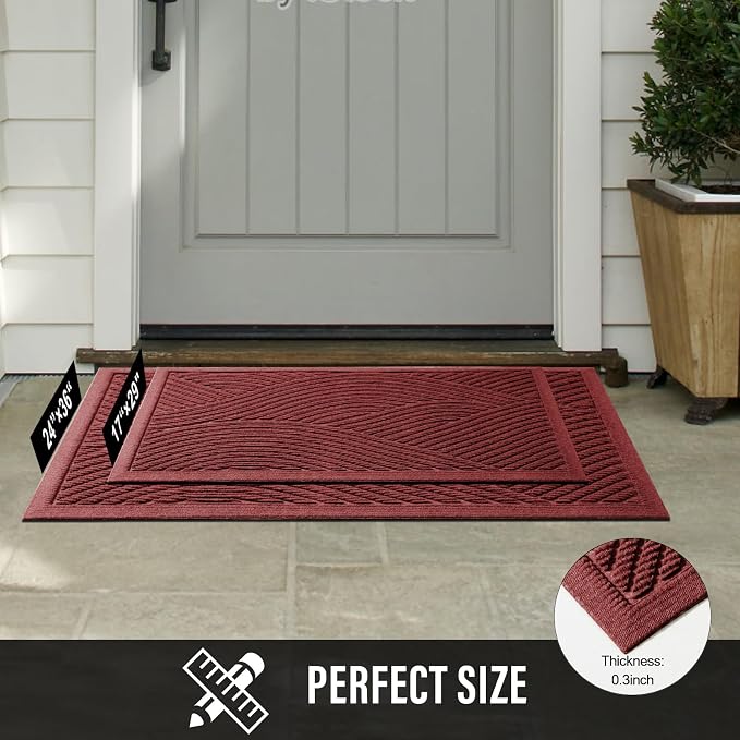 HIYARD Sturdy Front Door Mat, Absorbent Muddy Dirt Resist Welcome Door Mats