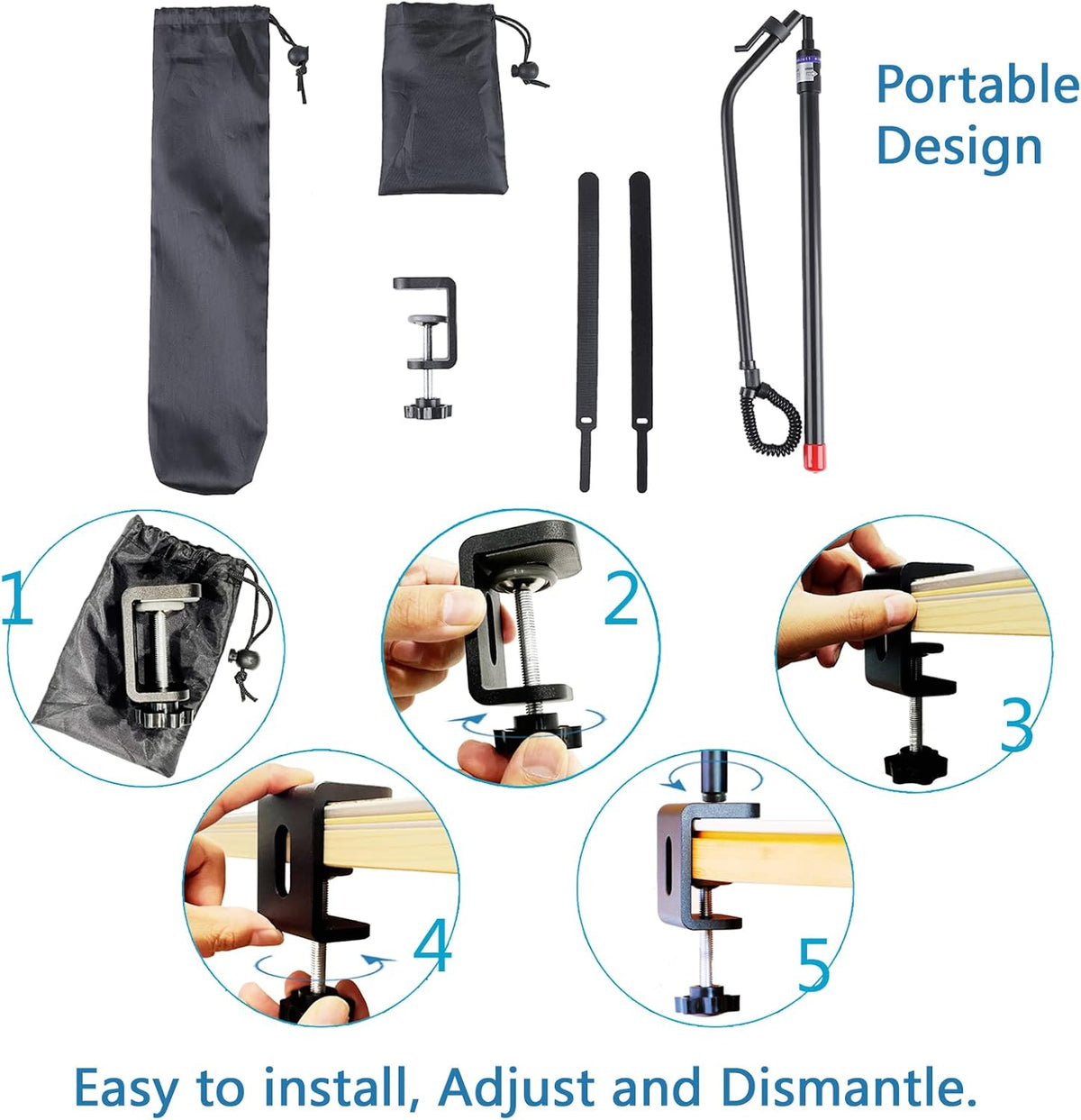 LONYEON CPAP Hose Holder, Height Adjustable Rotatable for Sleep, Black