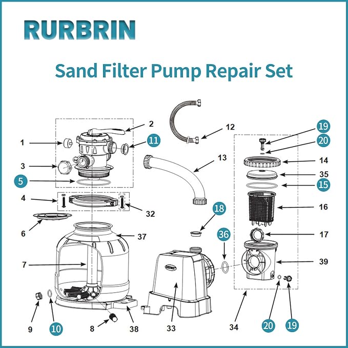 Sand Filter Pump Parts 25013 Repair Set Compatible