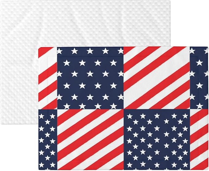 Reversible Pet Blanket for Sofa Protection Pet Comfort, American Flag Plaid Pattern, Double Sided Design with Cozy Nubby Nap Side and Durable Smooth Play Side