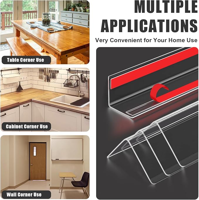 4 PCS Wall Corner Protectors, 42cm Length Self-Adhesive Plastic Baby Corner
