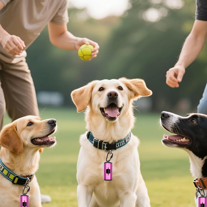 Metal Dog Poop Bag Holder 2-Pack w/Leash Clip|Durable Scratch-Resistant Aluminum|30 Bags+6 Accessories（Pink)