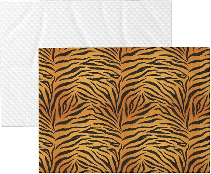 Two Sided Pet Cuddler Blanket for Anxiety Calming, Animal Print Tiger Black Gold, Reversible Plush Design with Bubble Dot Pattern Provides Familiar Surface Anywhere