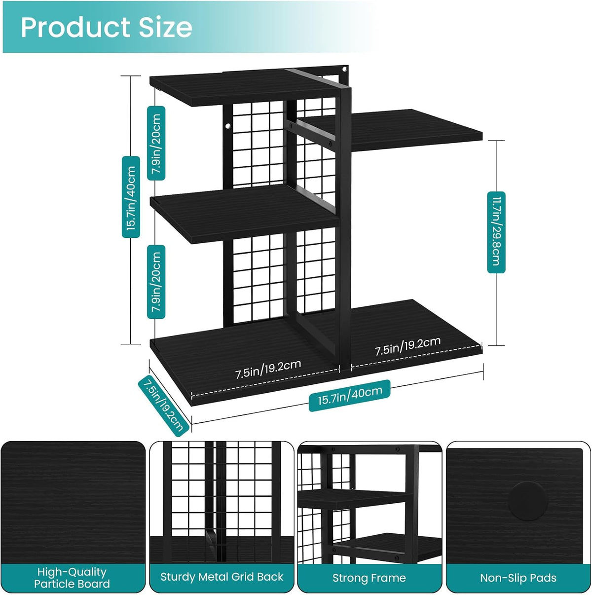 ELITEROO Desktop Bookshelf, 4 Tier Wood Desk Organizer Shelf, Tabletop Storage Shelf Rack for Office Supplies, Desk Decorations for Women Office, Rustic Black