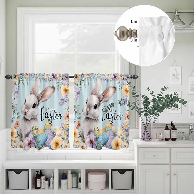 Happy Easter Kitchen Curtains Set 3 Piece