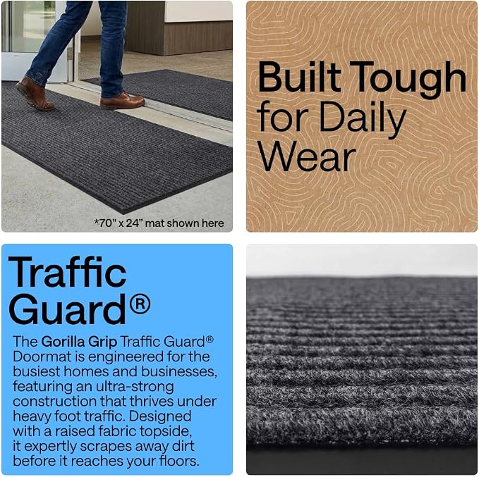 GORILLA GRIP Waterproof Traffic Guard Door Mat, Heavy Duty Entryway Mats