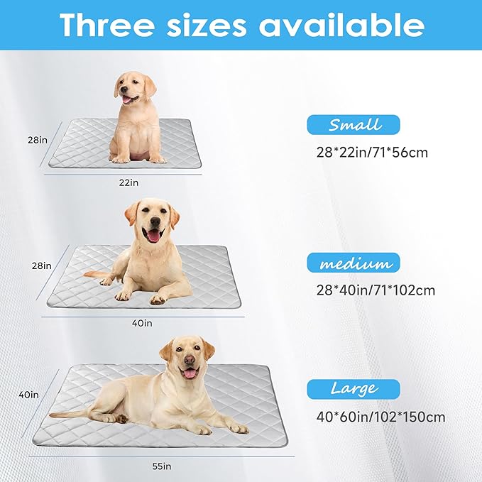 Langsprit Dog Cooling Mat, Washable Dogs Cats Pet Non-Toxic Cooling Pads Summer Sleeping Kennel Mats，Pet Self Cool Ice Blanket for Indoor & Outdoor Dog Beach Essentials Light Gray Large