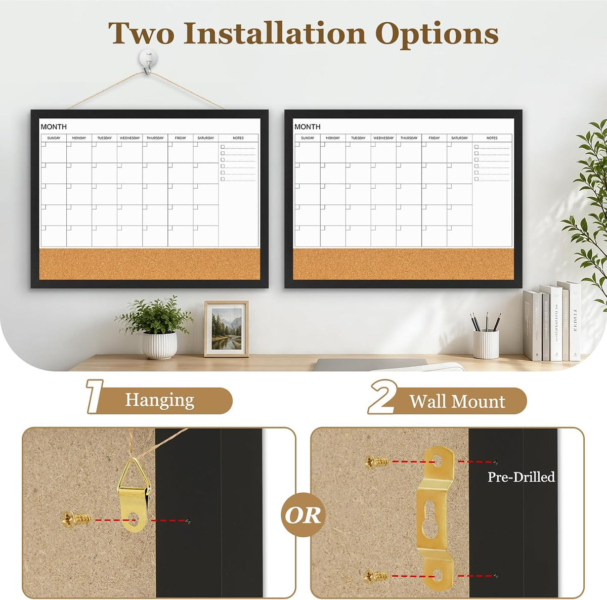 Dry Erase Calendar Whiteboard for Wall, 24'' x 18'' White Board Calendar
