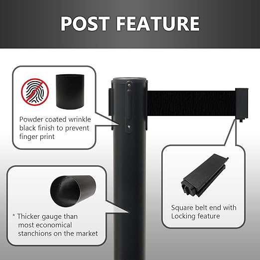 VIP Crowd Control Retractable Belt Queue Safety Stanchion Barrier Set,36" Ht, 78" Red Belt + Wall Bracket (6 Posts Red Belt + SFrame + WBracket)