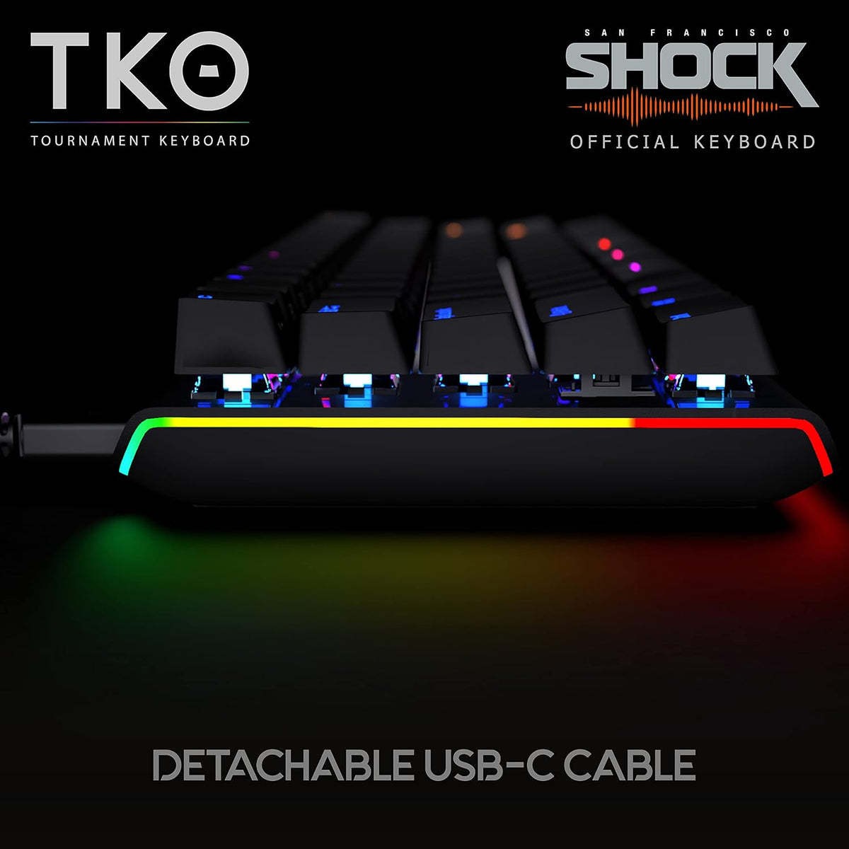 KINESIS Gaming TKO Mechanical Keyboard | Linear Red Switches | 60% Layout | Split Spacebar | Hotswap | PBT Keycaps | Aluminum Body | SF Shock Limited Edition Travel Case
