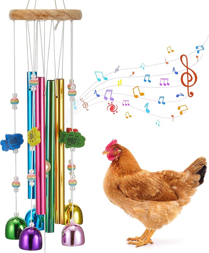 Chicken Chew Toys for Coop Multicolor Chicken Wind Chime Enrichment Toys Art Hanging Decoration for Bird Parrot Parakeet Budgerigar Lovebird