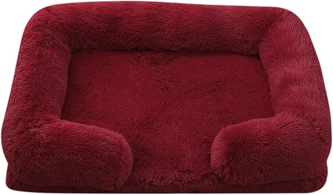 Dog Beds Large Sized Dog Orthopedic, Sofa Dog Bed with Waterproof Lining and Nonskid Bottom, Rectangle Washable Dog Bed for Medium Small Dogs and Cats Comfortable (Color : Red, Size : 17 x 15)