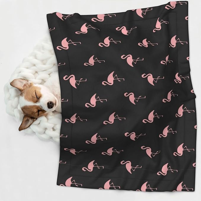 Pet Blanket for Travel and Home, Flamingo, Reversible Plush Dot Design with Soft Grip Texture on One Side Perfect for Car Seats Moving Vehicles