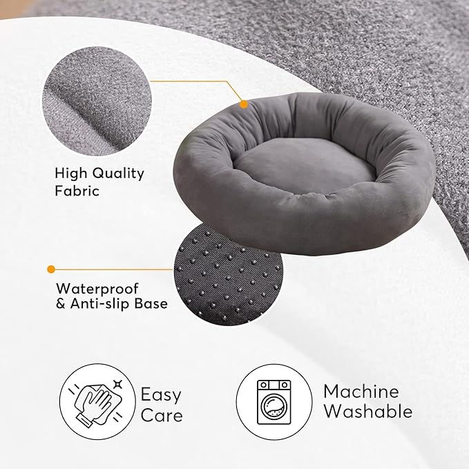KASENTEX Dog Bed, Round Dog Beds for Medium/Large Dogs, Anti Slip and Machine Washable (Brown 27x27 Inches)