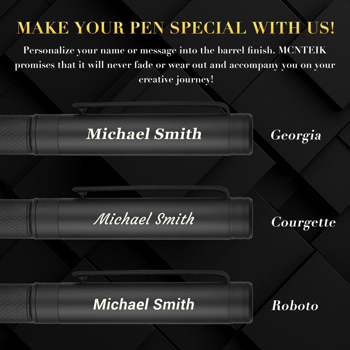 MCNTEIK Personalized Matte Black Forest Rollerball Pen,Schmidt Black Refill