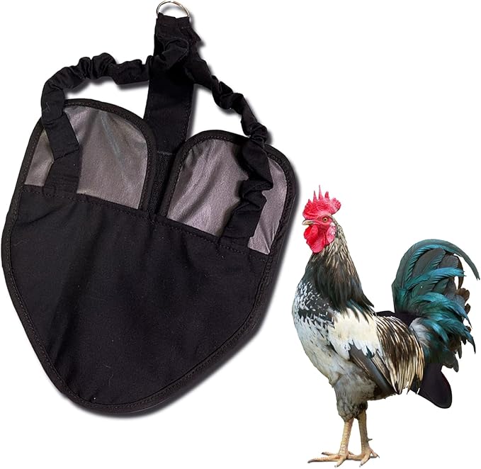 Hen Holster Bird Diaper, Wrap Around - for Hens, Roosters, Ducks, Leak-Proof Design, Comfortable Fleece Strap Bird Harness with Sewn-in Liner, Secure Hook and Loop Closure - Large, Black