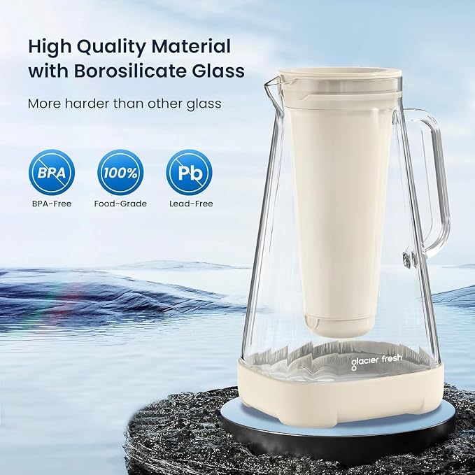 GLACIER FRESH 10 Cup Purela Glass Water Pitcher