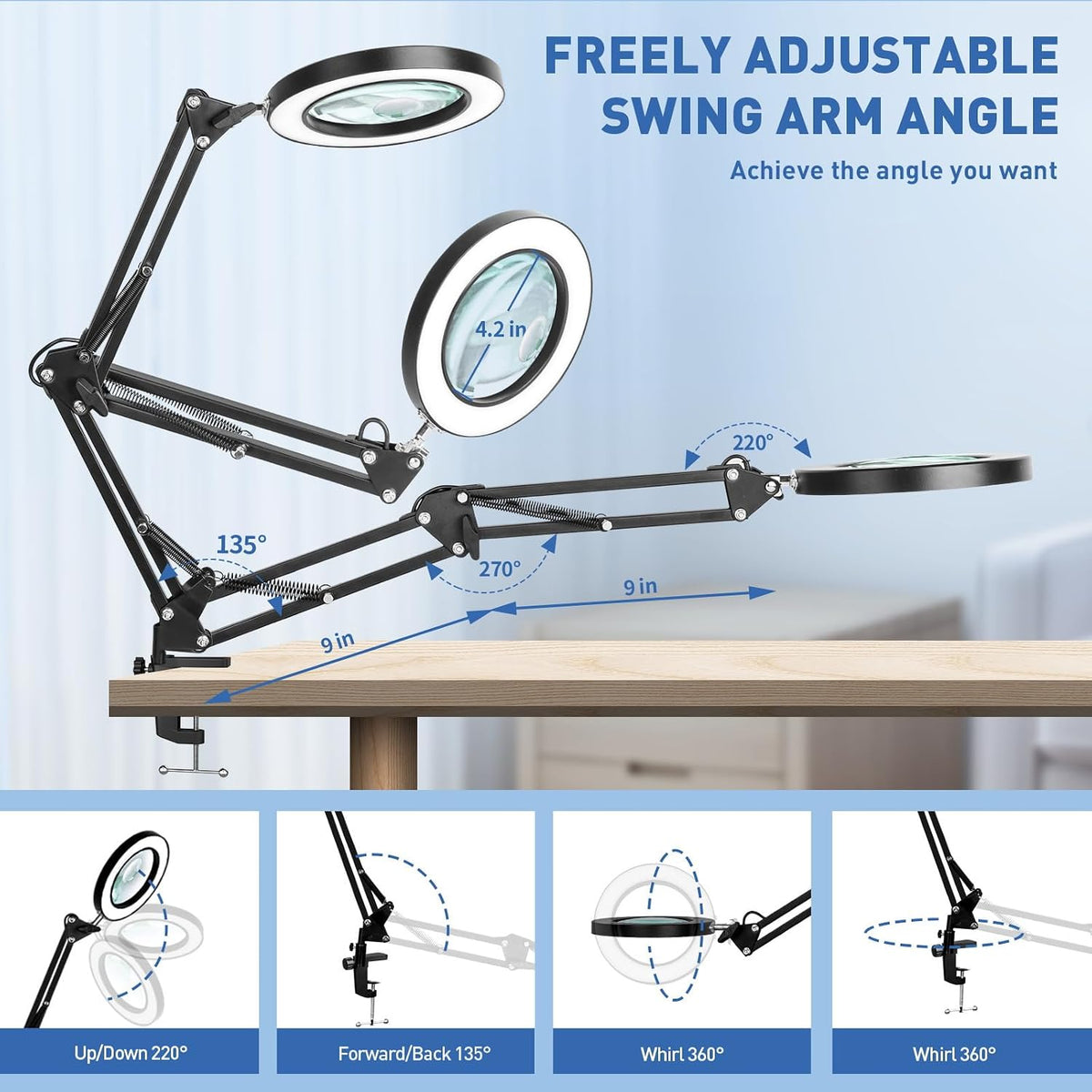 HITTI 30X 10X Magnifying Glass with Light, 1800 Lumens Stepless Dimmable