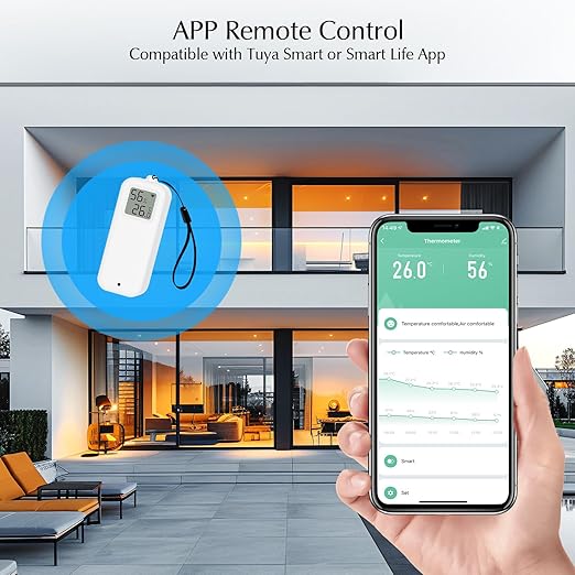 Room Thermometer Indoor, WiFi Humidity Meter with Smart Alert, Data Storage and Calibration, Temperature and Humidity Monitor for Baby Room, Greenhouse, White 2 Pack with Screen