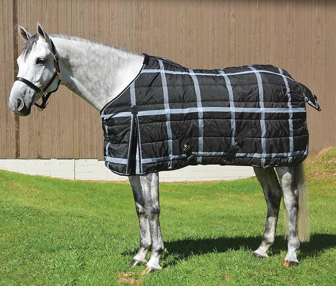 Country Pride Highland 1200D Lightweight Stable Blanket (70, BlackPlaid)