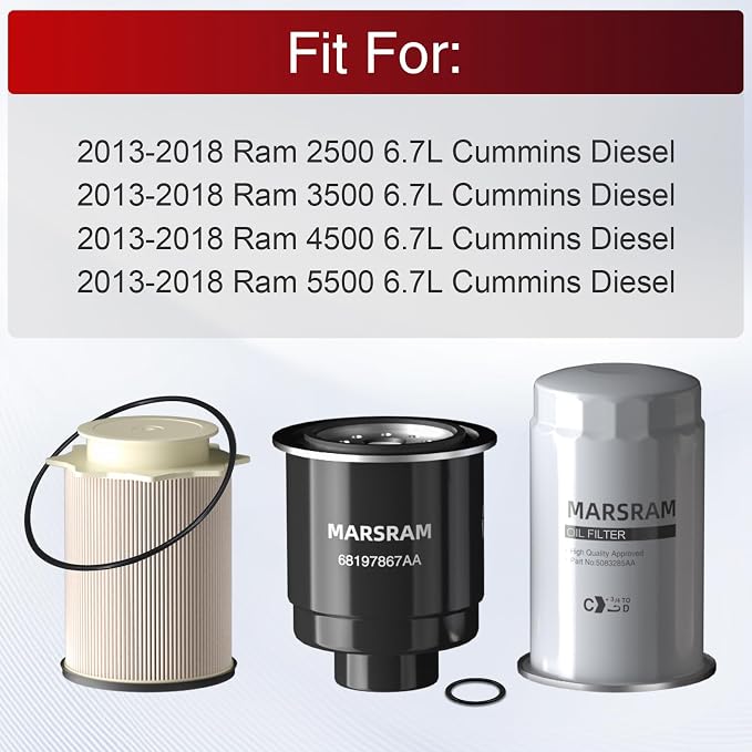 Marsram 6.7 Cummins Fuel Filter and Oil Filter Fits