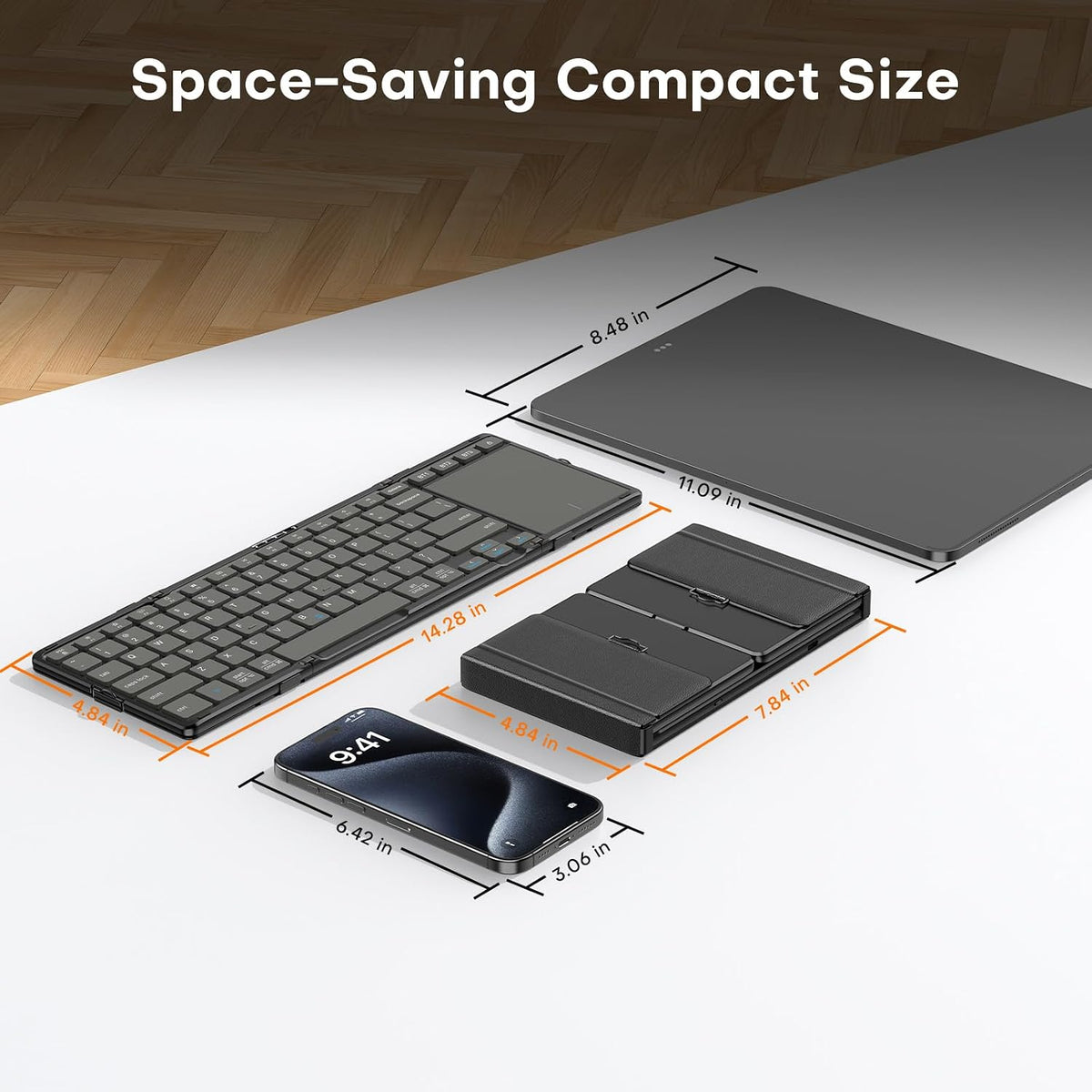OMOTON Bluetooth Foldable Keyboard with Trackpad for iPadOS/Windows/Android