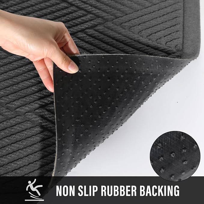 HIYARD Sturdy Front Door Mat, Absorbent Muddy Dirt Resist Welcome Door Mats