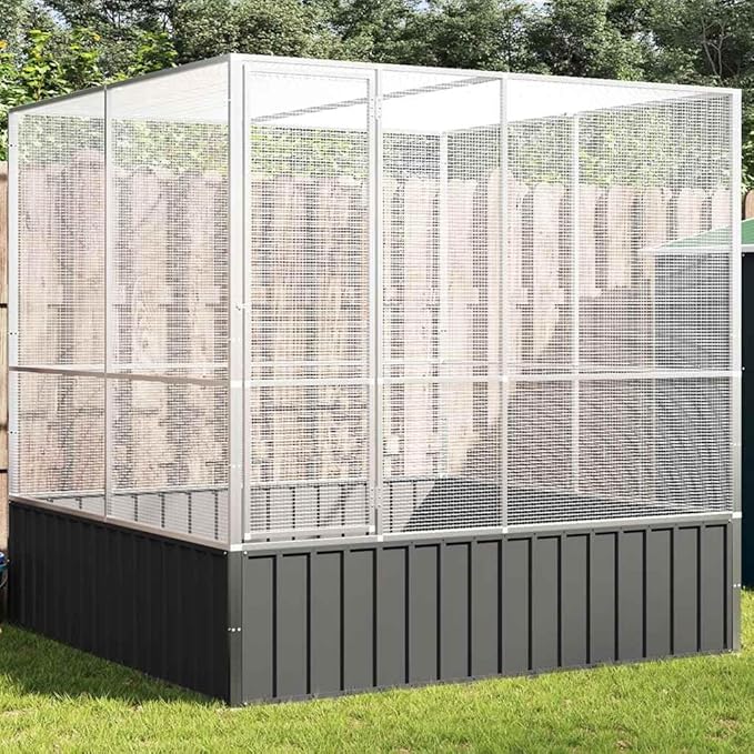 Steel Aviary, Large Bird Cage with Lockable Door, Aviary Spacious and Versatile Cage Ideal for Parakeets, Parrots, Lovebirds, Cockatiels, Pigeons, 83.1"x81.5"x83.5",-273