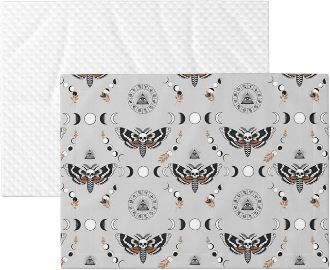 Reversible Plush Dot Pet Blanket for Dogs and Cats, Butterfly Dead Head Sun Moon, Ultra Soft Two Sided Design with Warm Fuzzy Side and Smooth Side for Comfort
