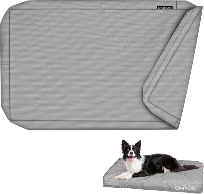 Explore Land Waterproof Dog Bed Cover Canvas Washable Dog Crate Pad Replacement Cover for 36 Inch Crate, 34Lx22Wx3.5H inch, Gray