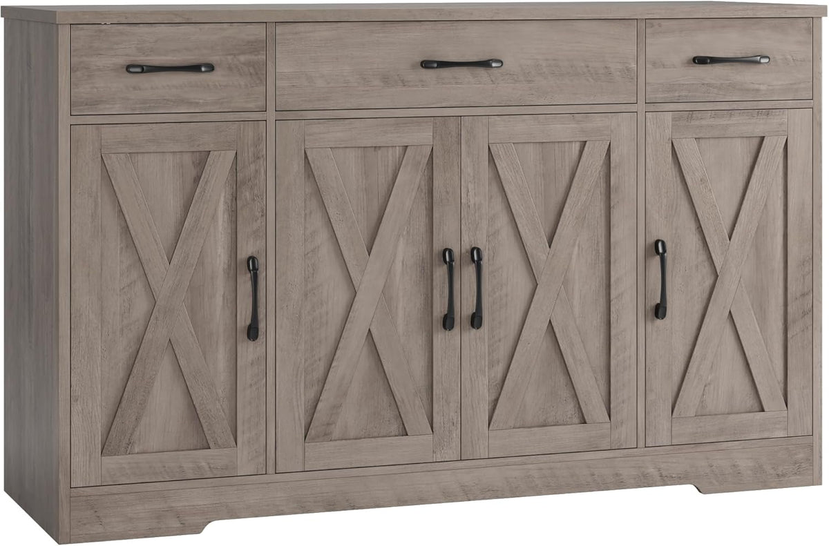 HOSTACK Kitchen Buffet Sideboard Storage Cabinet, Coffee Bar Cabinet, Grey