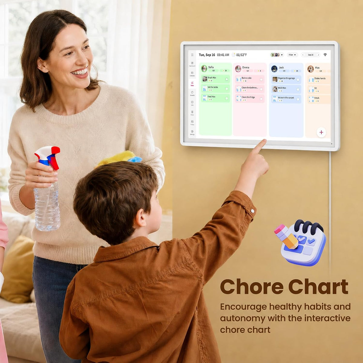 Skyzoo 16-Inch Digital Wall Calendar, Syncs with Online Calendars